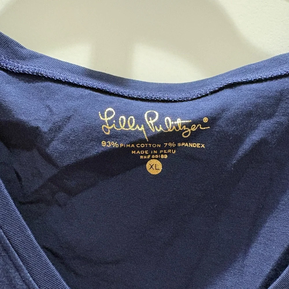 Lilly Pulitzer Deep Blue V-Neck Tee - Picture 2 of 2